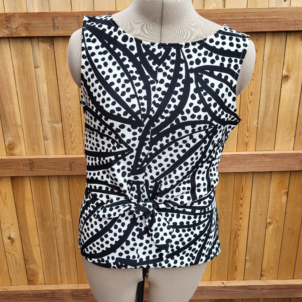 ANN TAYLOR abstract leaf print sleeveless top SMALL